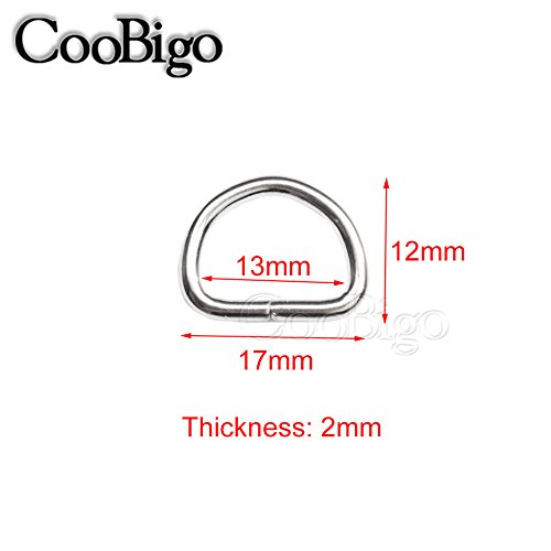 CooBigo 100 Pack 1/2" Dee Rings D-Ring Metal Buckle Strap Sewing Accessories FLQ051-E - color: Silver, size: 1/2 Inch
