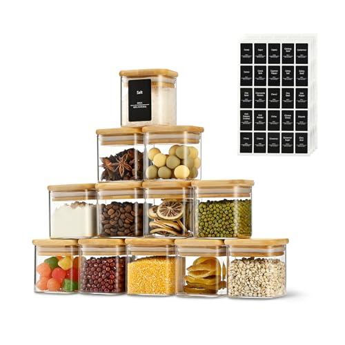 D2scrma 4oz/120ml Square Glass Spice Storage Containers with Lids 12-Pack - size: 4oz*12