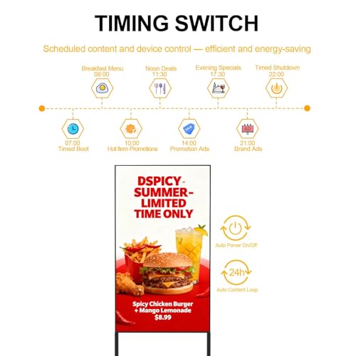 32 Inch Digital Signage Display, 700nits Menu Displays, Indoor Floor Standing Display, LCD Advertising Display, CMS Remote Publishing, U-Disk Plug & Play, APP, Android OS, HDMI in