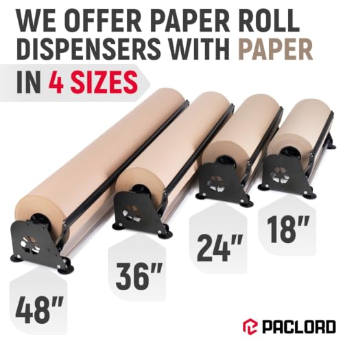 36" Paper Dispenser with Cutter + 30 lb Natural Brown Kraft Paper Roll - color: 1 Roll + Dispenser, size: 36" x 1200' 30 Lb