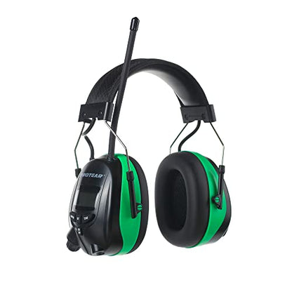 Digital AM/FM Radio Hearing Protection Earmuffs, 25 dB NRR - color: Am Fm Radio + Green