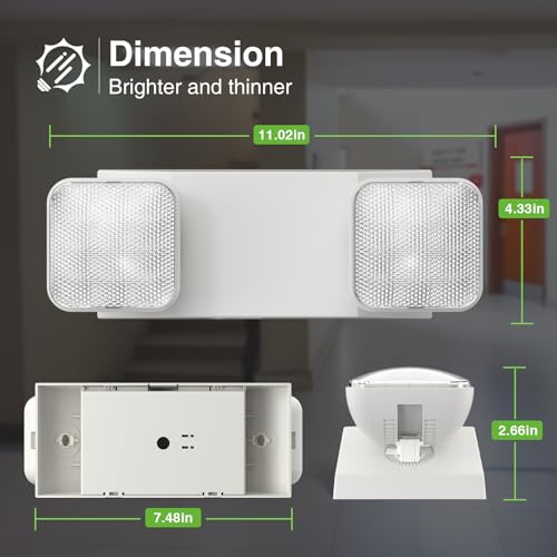 FREELICHT 10Pack Emergency Lights for Business, Square Heads, 90min Battery - size: 10 pack