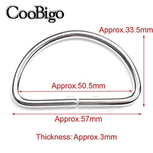CooBigo 30 Pack 2" Dee Rings D-Ring Metal Buckle Strap Sewing Accessories FLQ016 - color: Silver, size: 2 Inch