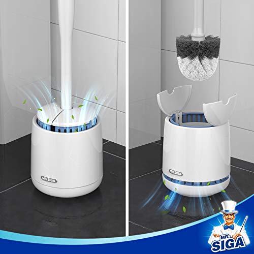 MR.SIGA Toilet Bowl Brush and Holder, Sturdy Long Handle, White, 1 Pack - color: White, size: One Size