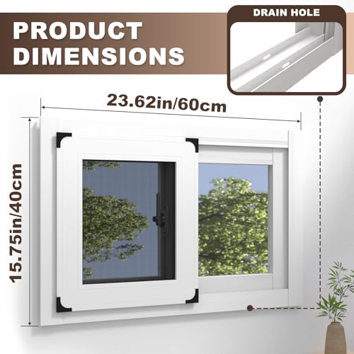 Home Windows Replacment, 15.75 x 23.62IN Aluminum Alloy Frame White Sliding Window, Bathroom Basement Window Mobile Home House Window for Ventilating (15.75 x 23.62IN) - size: 15.75 x 23.62IN