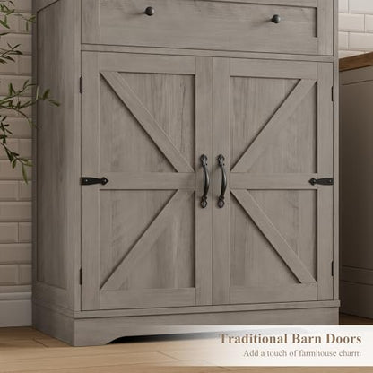 HOSTACK Kitchen Pantry Storage Cabinet, Farmhouse Pantry Cabinet, Ash Gray - color: Ash Gray