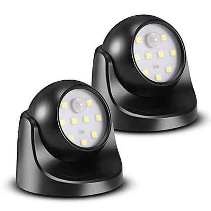 6000K Battery Motion Sensor Light Outdoor Waterproof Wireless LED Battery Powered Wall Light Auto On/Off Night Light 2 Pack Cool White