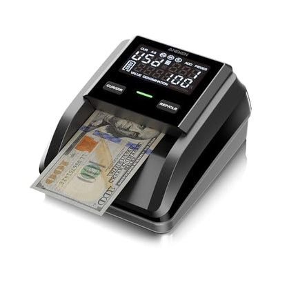 Aneken AL-139 Counterfeit Bill Detector with 2.8" Digital Screen, Total Value & Add Function, 4-Way Orientation & Traceable Records Counterfeit Money Detector, Compatible with Multiple Currencies