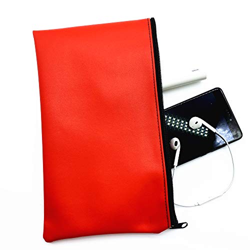 Zippered Security Bank Deposit Bag, by Better Office Products, PU Leather Cash and Coin Utility Pouch Bank Envelopes with Zipper (Deep green) - color: Deep green