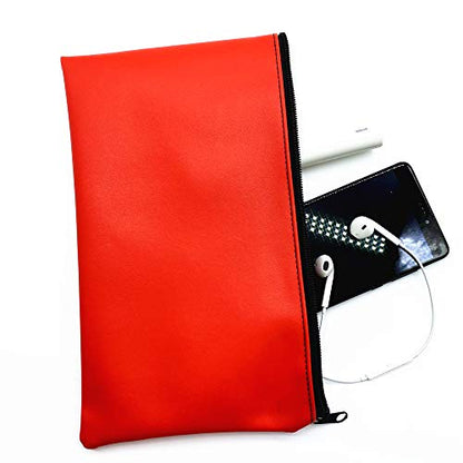 Zippered Security Bank Deposit Bag, by Better Office Products, PU Leather Cash and Coin Utility Pouch Bank Envelopes with Zipper (Deep green) - color: Deep green