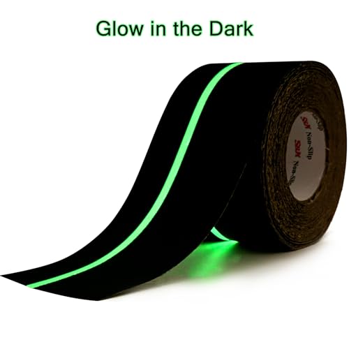 S&X Anti Slip Tape 4in x 60ft Grip Tape for Stairs Ramps, Glow-in-the-Dark - color: Black/Glow-in-the-Dark, size: 4" X 60'