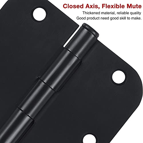 30 Pack Matte Black Interior Door Hinges Round 3.5" with 5/8" Radius - color: Matte Black, size: 30 Pack