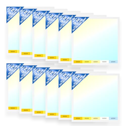 12 Pack 2x2 LED Panel Light 5CCT Selectable Drop Ceiling Light Fixture - size: 12Pack, style: 2x2