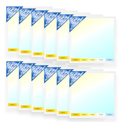 12 Pack 2x2 LED Panel Light 5CCT Selectable Drop Ceiling Light Fixture - size: 12Pack, style: 2x2