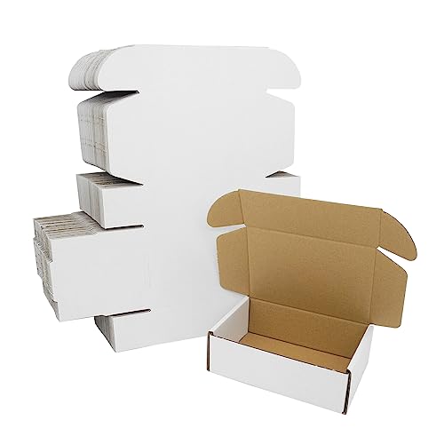 6x4x2 Shipping Boxes Pack of 50, White Corrugated Cardboard Box for Small Business Flat Literature Mailer Mailing Packaging Packing Jewelry Craft Gifts - size: 6"x4"x2", style: 50 Pack - White