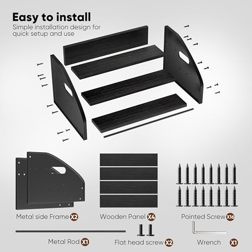 Countertop Liquor Bottle Organizer Shelf, 3-Tier - color: 3-Tier Black