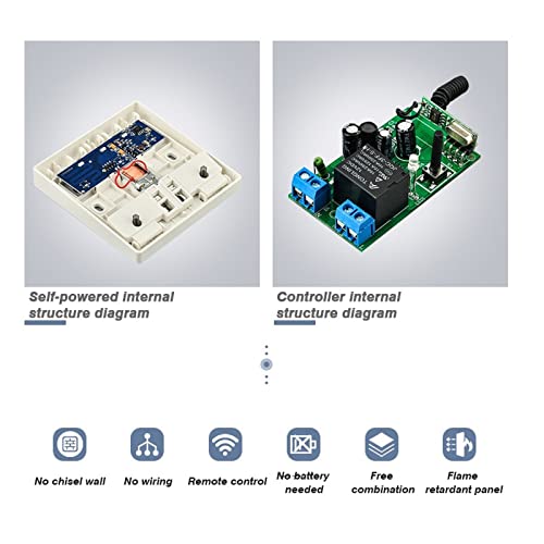 Wireless Controller Switch & Receiver Module Kit Max 100M Open Space IP54 Waterproof for Light Doors