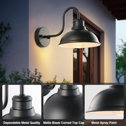 12" Barn Lights Outdoor Gooseneck Large Exterior Lighting Fixtures - size: 11.75*9.5*16 inches