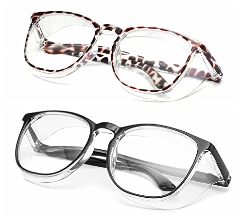 Alsenor Safety Glasses Anti Fog Goggles Protective Eyewear Blue Light Blocking Anti Dust UV Protection Glasses For Men Women (2 Pack(new-leopard+black)) - color: 2 Pack (New Leopard + Black)