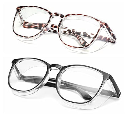 Alsenor Safety Glasses Anti Fog Goggles Protective Eyewear Blue Light Blocking Anti Dust UV Protection Glasses For Men Women (2 Pack(new-leopard+black)) - color: 2 Pack (New Leopard + Black)