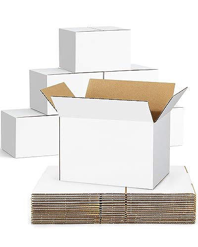 40-Pack-Small-Shipping-Boxes-6x4x4, Corrugated-Cardboard-Boxes-for-Packaging-Small-Business, White-Boxes-Mailers - color: White, size: 6x4x4 inches
