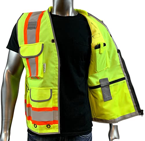 VERO1992 Class 2 Heavy Woven Two Tone Engineer Hi Viz - color: Yellow, size: XX-Large-3X-Large
