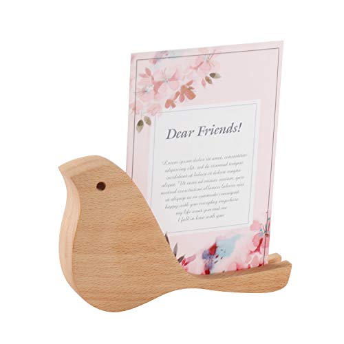 Wooded Business Card Organizer 4"x6" 5"x7" Acrylic Sign Holder Stand - color: Natural