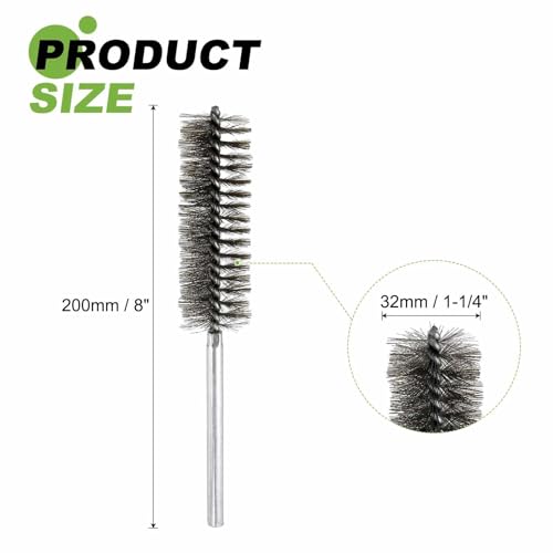 HARFINGTON 2pcs Wire Bore Brush 8 x 1-1/4" 5/16 Inch Shank Stainless Steel Bristles Cleaning Brush for Clean Car Part Tube Kitchen Garage - size: 8 x 1-1/4"