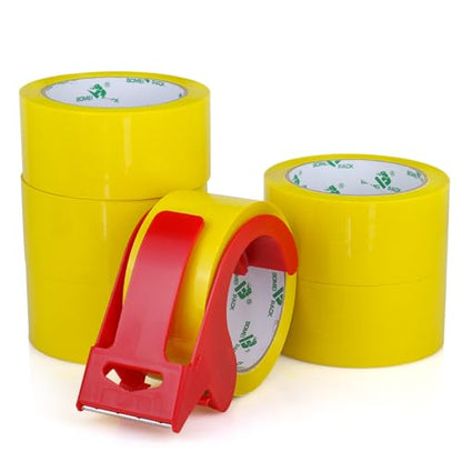BOMEI PACK Yellow Packing Tape, 6 Rolls of Heavy Duty Packaging Tape for Shipping Packaging Moving Sealing, 2.5mil Thick, 1.88 inches Wide, 60 Yards Per Roll, 360 Total Yards - color: yellow