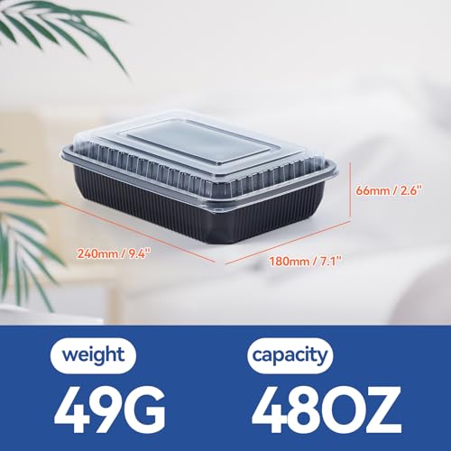 48oz Bento Boxes with Lid - Shrink-Wrapped Ready to Use 40 Pack - size: 9.4x7.1 inch48 oz