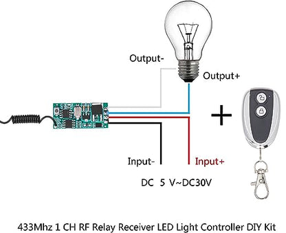 Mini Wireless Relay Switch,DC5V-30V 3A Remote Control Kit - size: 5V-30V-3A-MIMI SWITCH