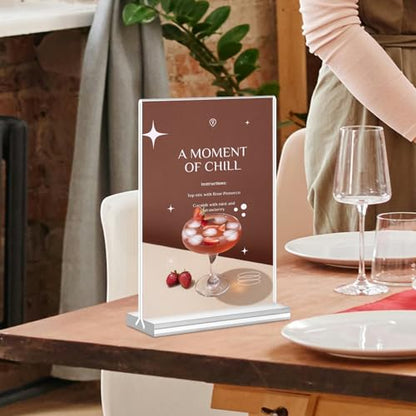 Acrylic Sign Holder 5x7, 11 Pack Clear TableTop Sign Holder-Sided, Plastic Flyer Display Holder with Vertical Base, Clear Flyer Stand Menu Table Display Holders for Restaurants Office Store Show Fair - color: Vertical 11 Pack 5x7