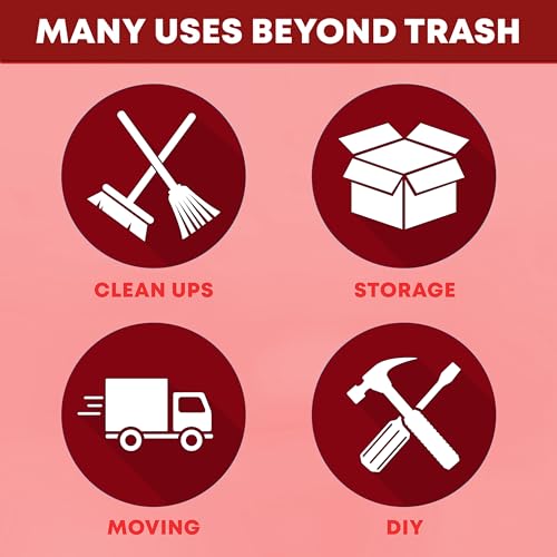 Contractor Garbage Bags 55 Gallon Heavy Duty | 50 Count | Construction Bags Heavy Duty with Ties | 55-60 Gallon Trash Bag for Contractors