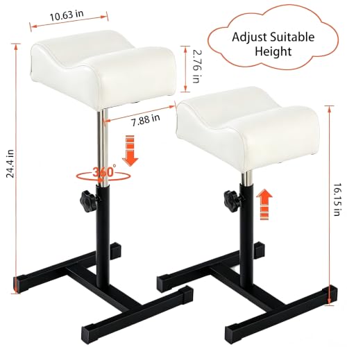 Pedicure Manicure Footrest & Pedicure Stand, Manicure Nail Care Tool, Height Adjustable with Soft Cushion, Non-Slip for Salon, Spa, Home Use, White - color: White & Black