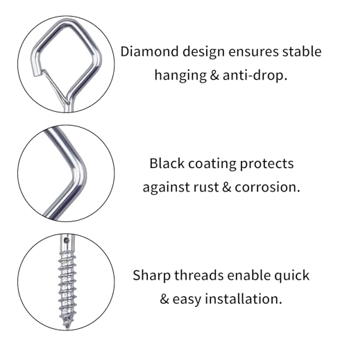 12 Pack Ceiling Hooks with Safety Buckle 2.36IN Screw in Hooks - color: Silver
