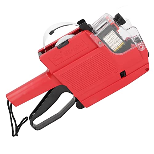 Walfront MX-6600 Tagging Gun Attacher Gun Kit for Retail Standard Price Tag Guntagging Gun with 2 Lines 10 Digits Display (Red)