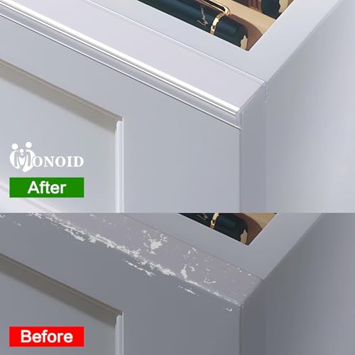 MONOID Drawer Edge Protector, Slip-On Clear Table Corners Guards, Door Kitchen Furniture Bumper, Prevent Wear, Impact Protection, Ease to Cut, 3/4" Thick, 39.37" Length – Clear, Pack of 5