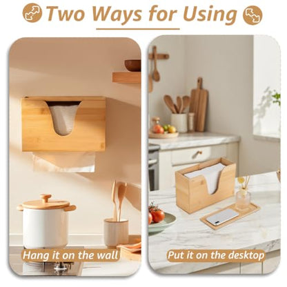 Pollock Paper Towel Dispenser with Lid,Wall Mount or Countertop - color: Blk-5857u-wood