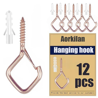 12 Pcs 2.36IN Ceiling Hooks with Safety Buckle for Plants - color: Rose Gold, size: 12Pcs