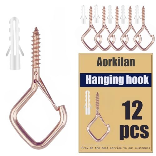 12 Pcs 2.36IN Ceiling Hooks with Safety Buckle for Plants - color: Rose Gold, size: 12Pcs