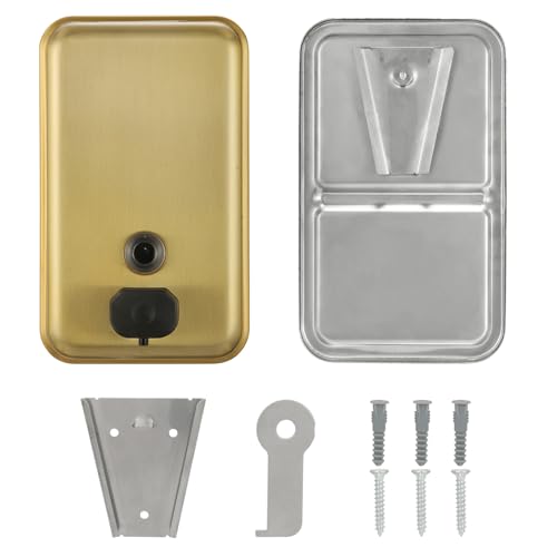 Stardrix Brushed Gold Stainless Steel Vertical 1100ml/37oz Capacity Commercial-Grade Soap Dispenser, Wall-Mounted Bathroom Hand Soap Dispenser with Corrosion-Proof Lining and Anti-Leak Pump - color: Vertical Gold