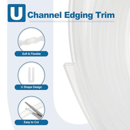 PATIKIL 13Ft U Channel Edging Trim 1/32" Slot Fits 1/64"-5/128" Edge - size: 13Ft Long,1/32" Slot,15/64"Wx5/128"Tx1/8"H