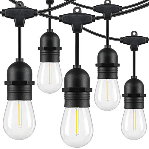 Lakumu 48FT Outdoor String Lights with Shatterproof E12 S14 Edison Bulbs - color: Black-5000K, size: 48FT