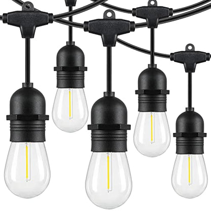 Lakumu 48FT Outdoor String Lights with Shatterproof E12 S14 Edison Bulbs - color: Black-5000K, size: 48FT