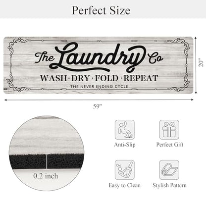 Pauwer Laundry Room Rug Runner 20"x60", Non Slip Waterproof Mat, Beige - color: Beige, size: 20"x60"