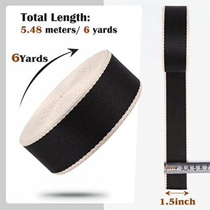 Black Striped Webbing Heavy Duty Nylon Webbing 1.5 inch 6 Yards - color: wb07-6 Yards