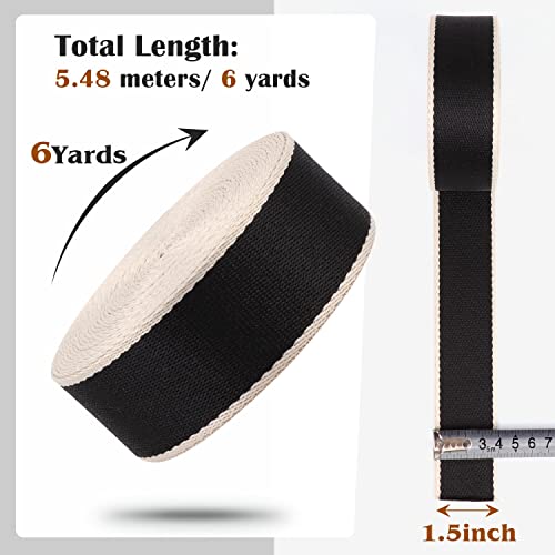 Black Striped Webbing Heavy Duty Nylon Webbing 1.5 inch 6 Yards - color: wb07-6 Yards