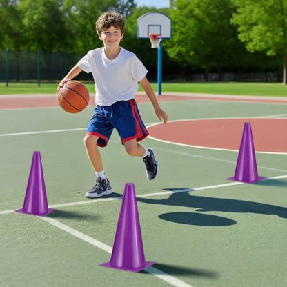 12 Inch Traffic Cones,12pcs Training Sports Cones,Parking Cones - color: purple