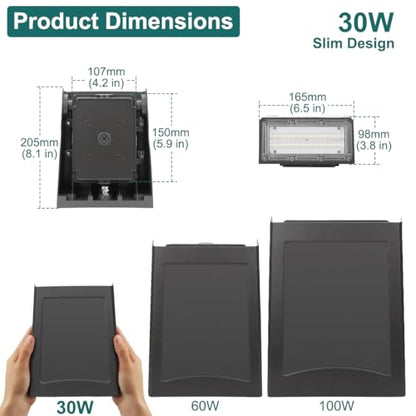 kadision Full Cutoff LED Wall Pack Light with Dusk-to-Dawn Photocell, 30W