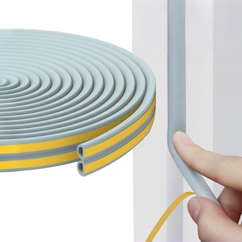 Weather Stripping Door Seal Strip,D Shaped Weatherstripping for Door Frame - color: Gray, size: L ( 9/16"W × 15/32"T)